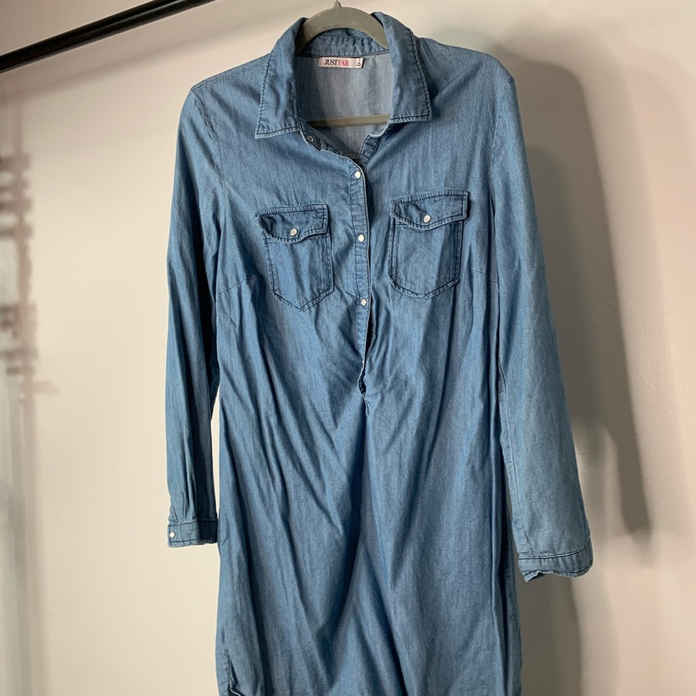 Just Fab long sleeved jean dress